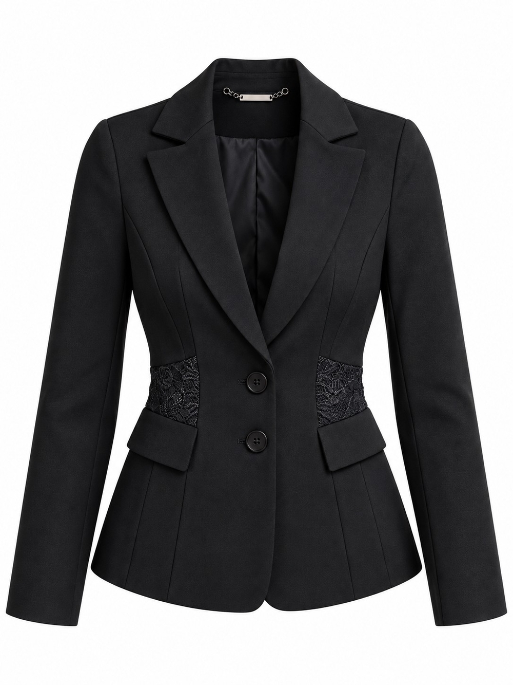 WHITE HOUSE BLACK MARKET | Black Lace Inset Structured Blazer Jacket | 00